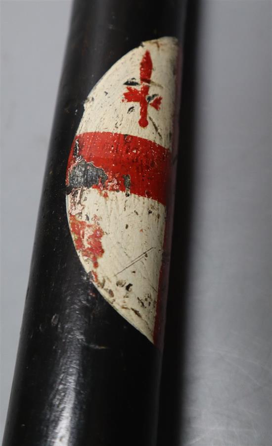 A Victorian painted beech City of London Police truncheon, stamped Parker, Holborn, 46cm